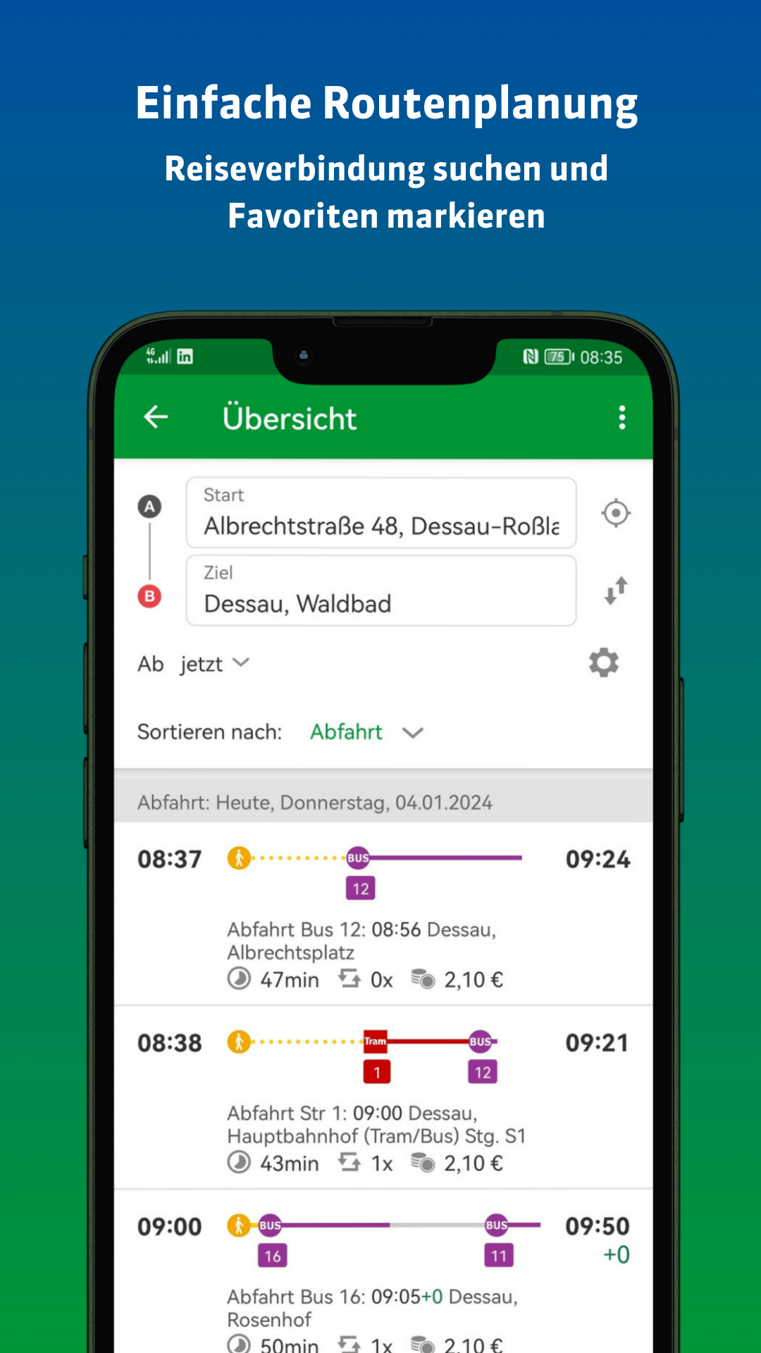 Routenplanung DVGgo App