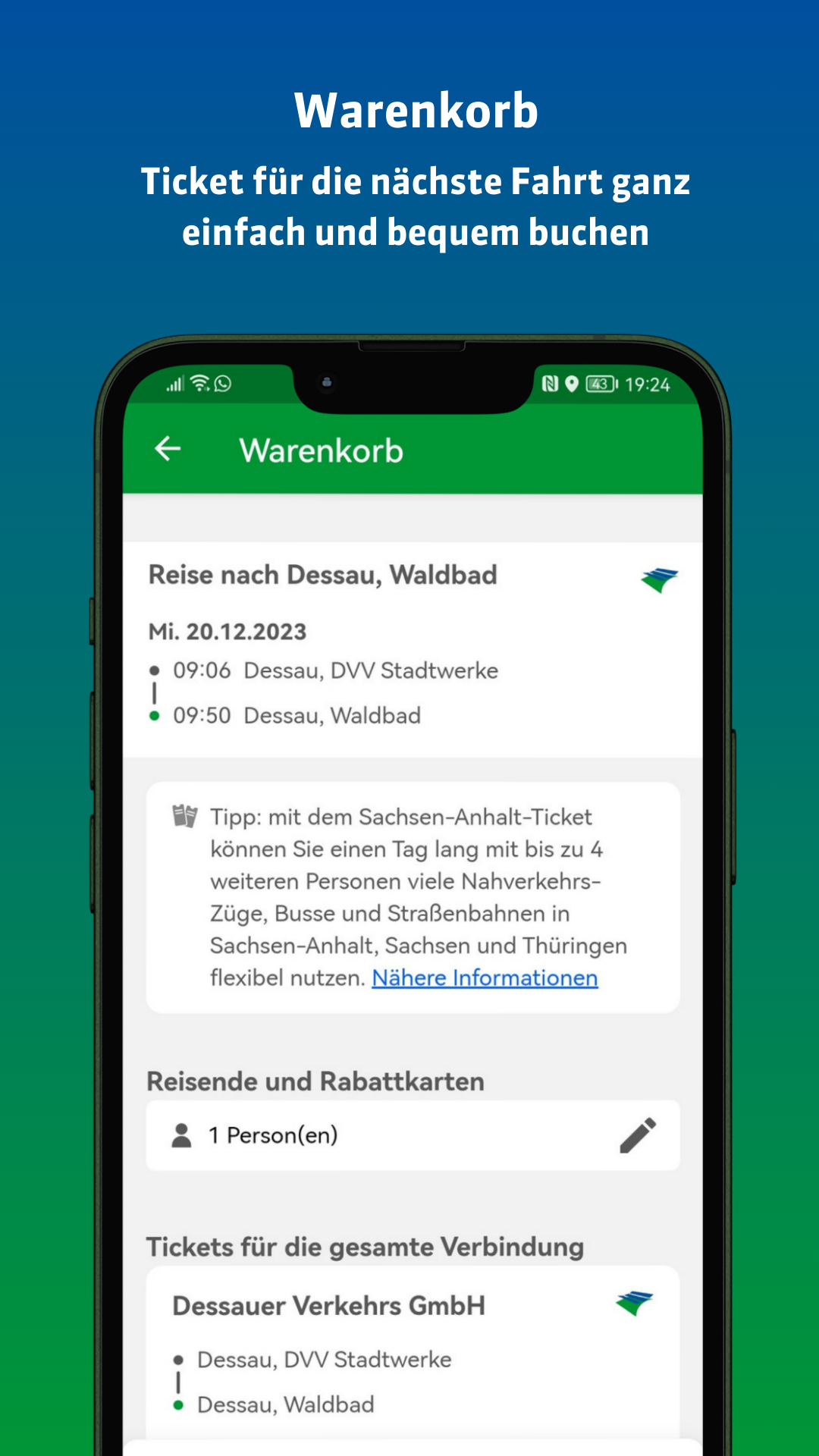 Warenkorb DVGgo App