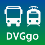 Logo mit Bus und Straßenbahn und Schriftzug DVG Go