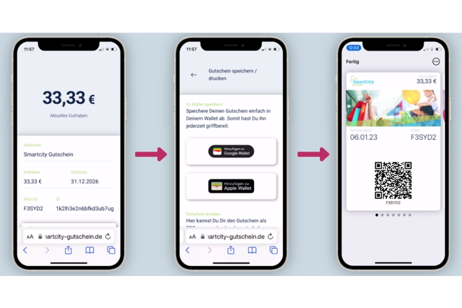 Handbildschirm für Wallet Anhalt-Gutschein